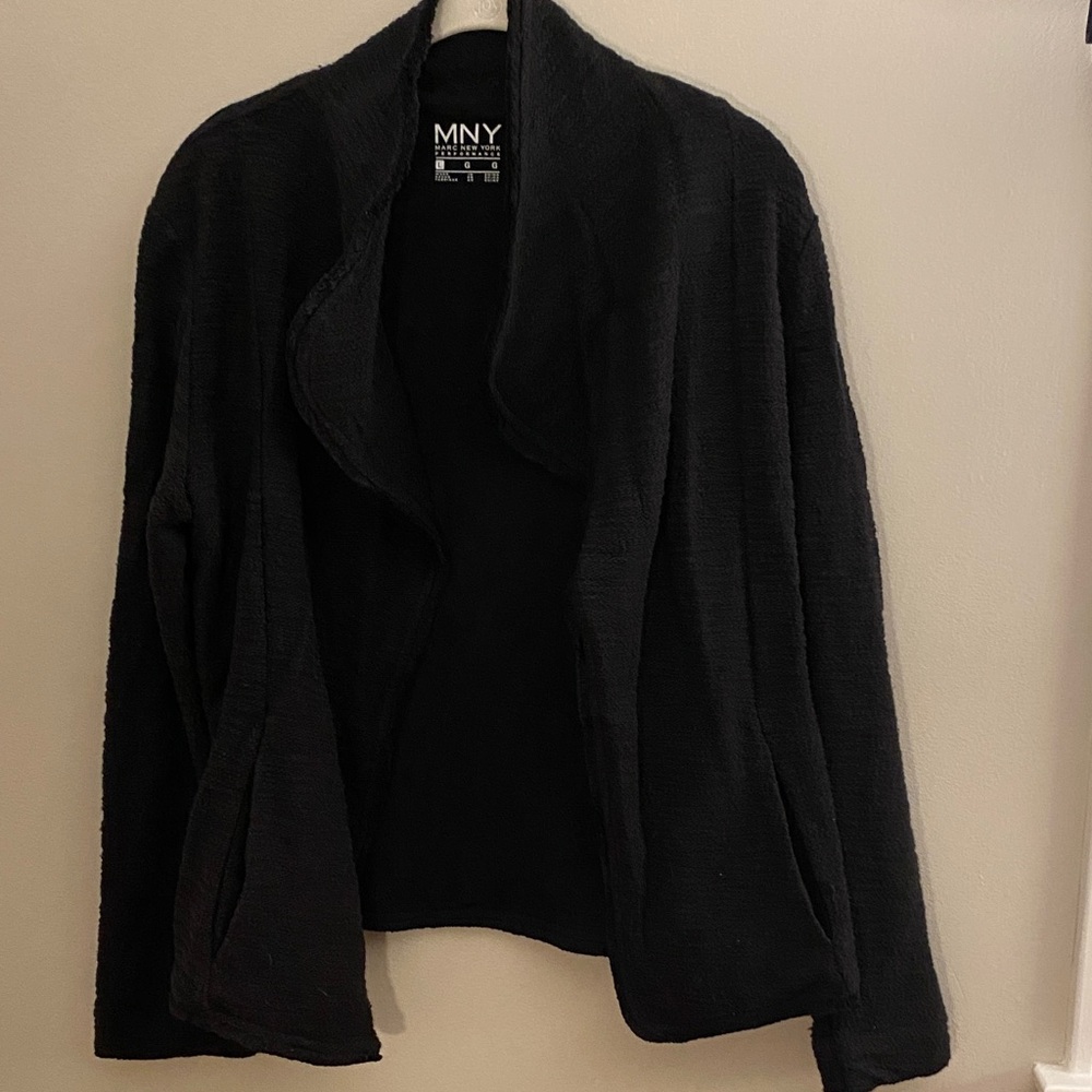 MNY Black Open Front Cardigan, Sz L